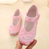 儿童绣花鞋 民族风表演出鞋 汉服鞋 女童老北京布鞋 子古风宝宝小白鞋