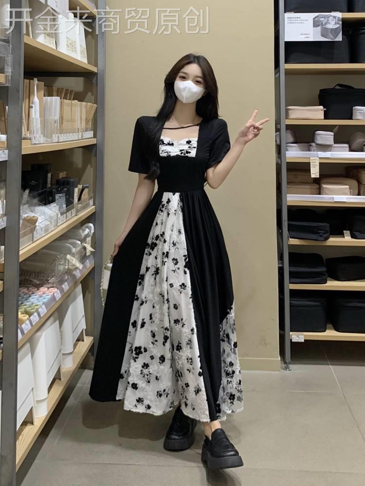 大码遮肚子不规则赫本风长裙女夏连衣裙