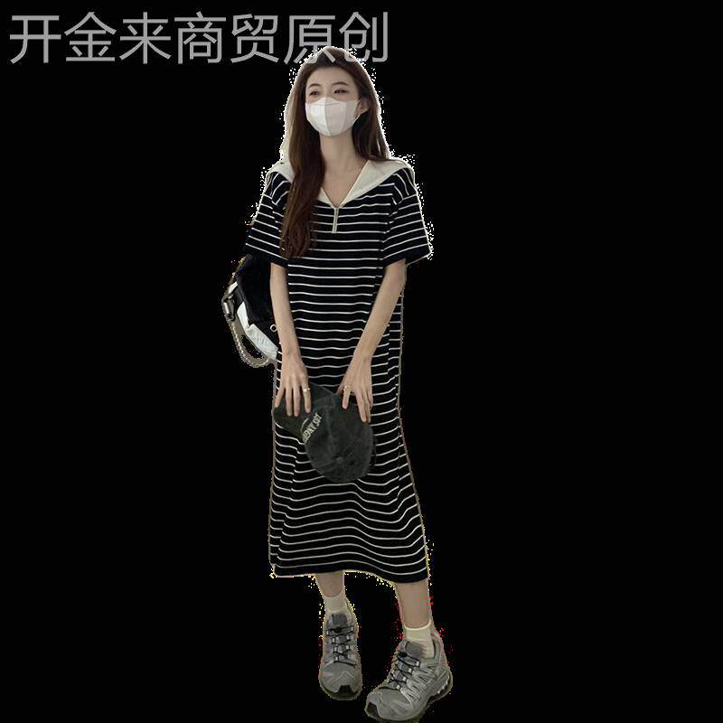 慵懒风夏装法式复古polo领短连衣裙