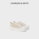 系带帆布鞋 女 CHARLES&KEITH24夏季 70900039厚底休闲板鞋 新款 SL1