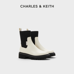 CHARLES&KEITH春季 90920133厚底方头切尔西靴短靴女靴 女靴CK1