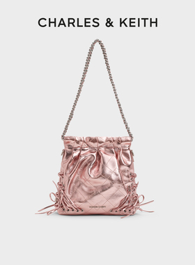 CHARLES&KEITH25秋新款CK2-60782390-B蝴蝶结绑带双肩链条流浪包