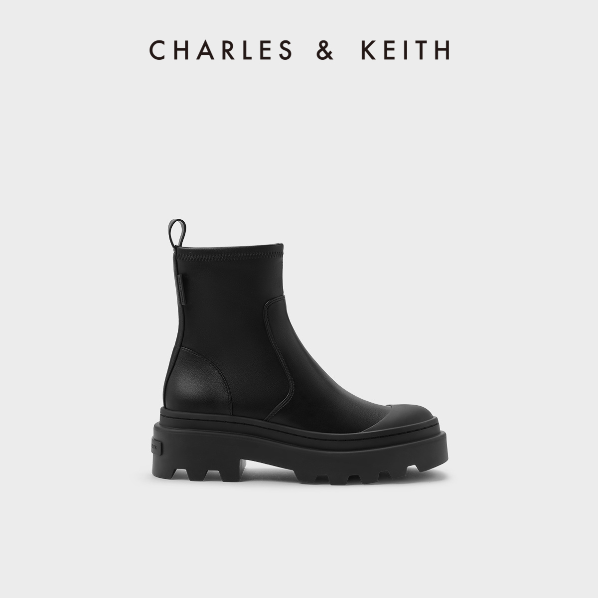 【双11同价】CHARLES＆KEITH23新款CK1-90360390厚底瘦瘦靴短靴女