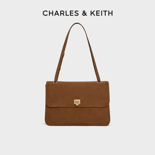 绒面翻盖通勤包CHARLES＆KEITH