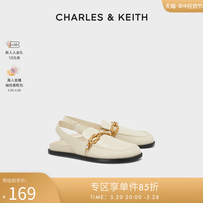 CHARLES&KEITH女鞋CK1-71680048女士扭结金属饰休闲凉鞋