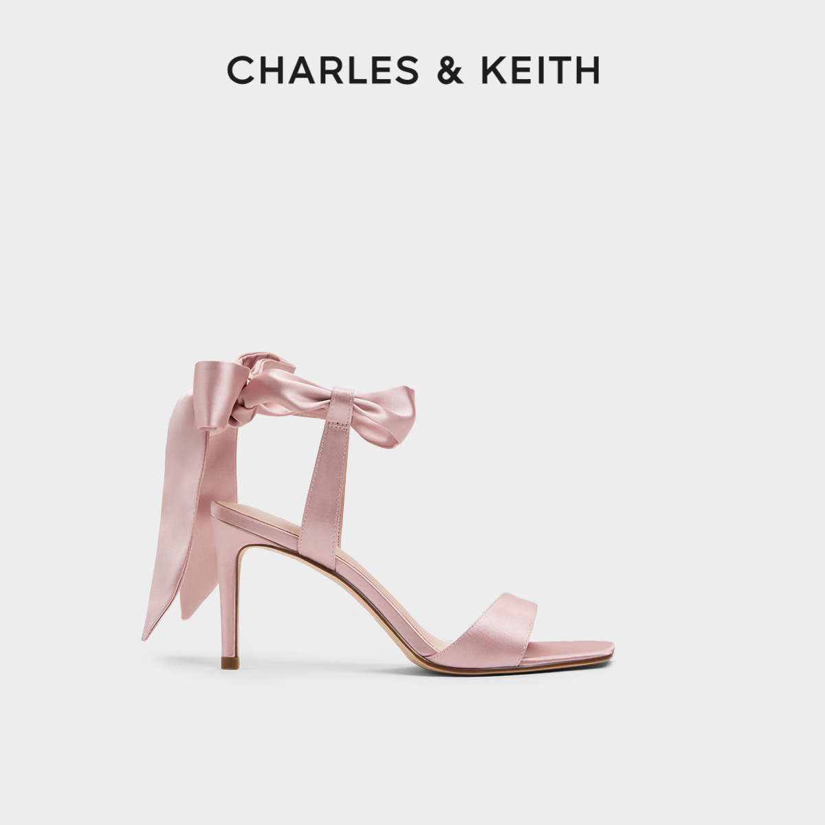 【618狂欢节】CHARLES&KEITH24新款CK1-61720177缎面蝴蝶结高跟鞋 女鞋 时装凉鞋 原图主图