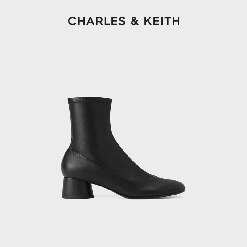 CHARLES&KEITH秋冬女靴CK1-90280042复古简约圆头粗