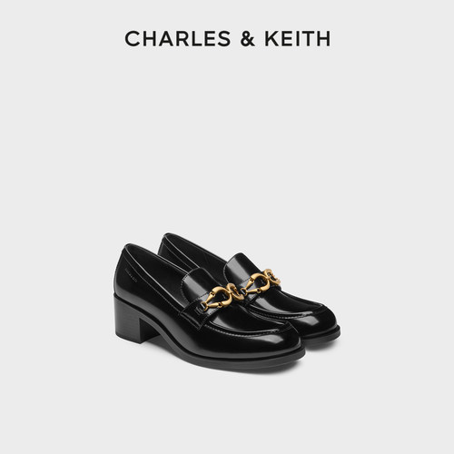 CHARLES＆KEITH复古高跟乐福鞋