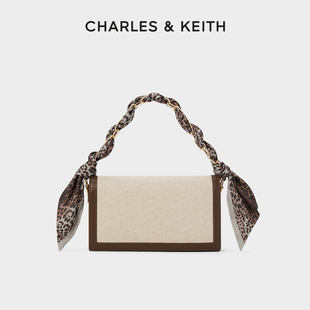 CK2 CHARLES&KEITH24春新款 70770588 1拼接帆布丝带小方包斜挎包