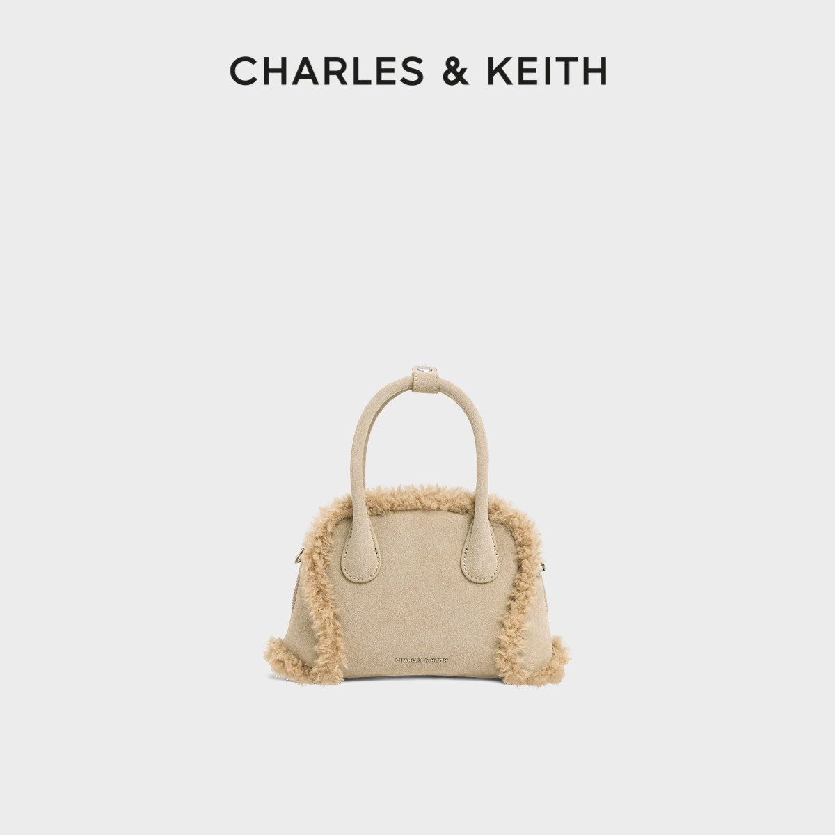 CHARLES&KEITH春女包CK2-30160242-1运动风毛绒手提斜挎小方包
