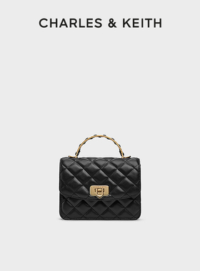 CHARLES&KEITH25秋季新款CK2-50701608菱格链条手提斜挎包小方包