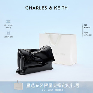 CHARLES&KEITH秋女包CK2 20271514大容量簡約鏈條單肩腋下包婚包