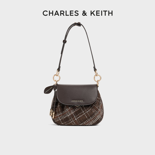 CHARLES&KEITH复古格纹单肩包