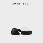 CHARLES&KEITH秋冬女鞋 女鞋 CK1 80360150厚底缎面外穿一字带拖鞋