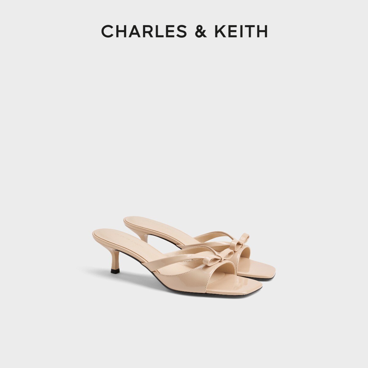CHARLES&KEITH26夏季新款CK1-60361622蝴蝶结方头凉拖鞋露趾凉鞋