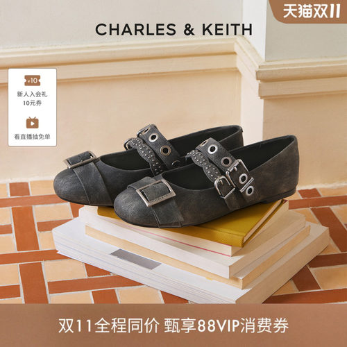 CHARLES&KEITH机能风方扣芭蕾鞋