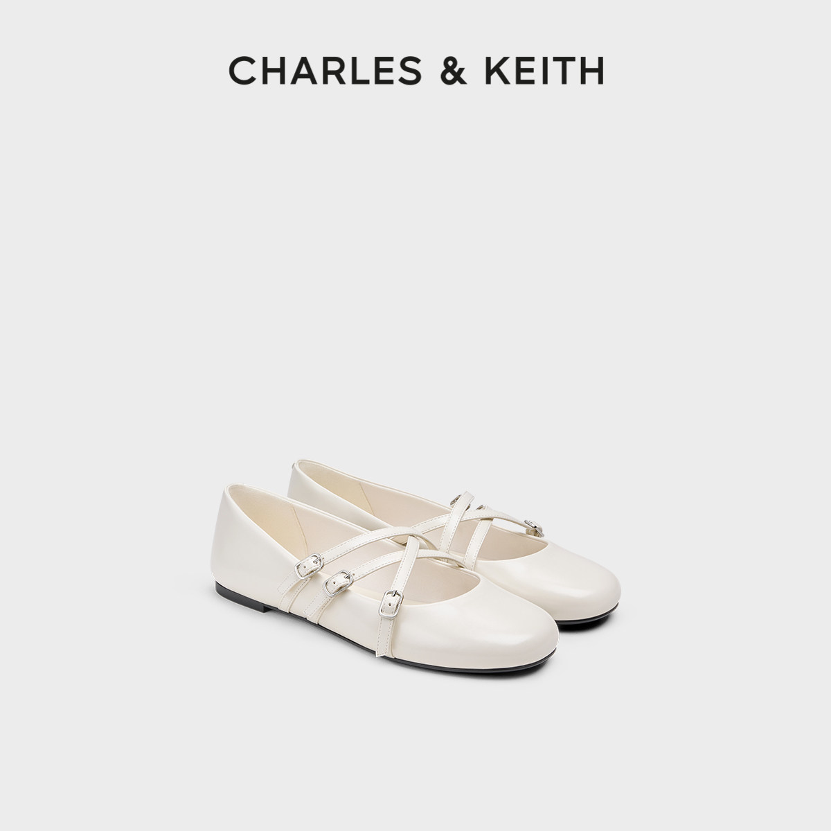 CHARLES&KEITH女鞋CK1-70920205交叉带平跟玛丽珍鞋芭蕾舞鞋图片