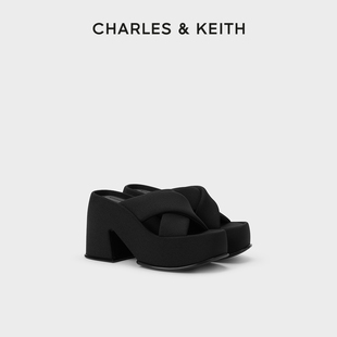 女 80580145交叉带厚底高跟外穿凉拖鞋 CK1 CHARLES&KEITH24春新款