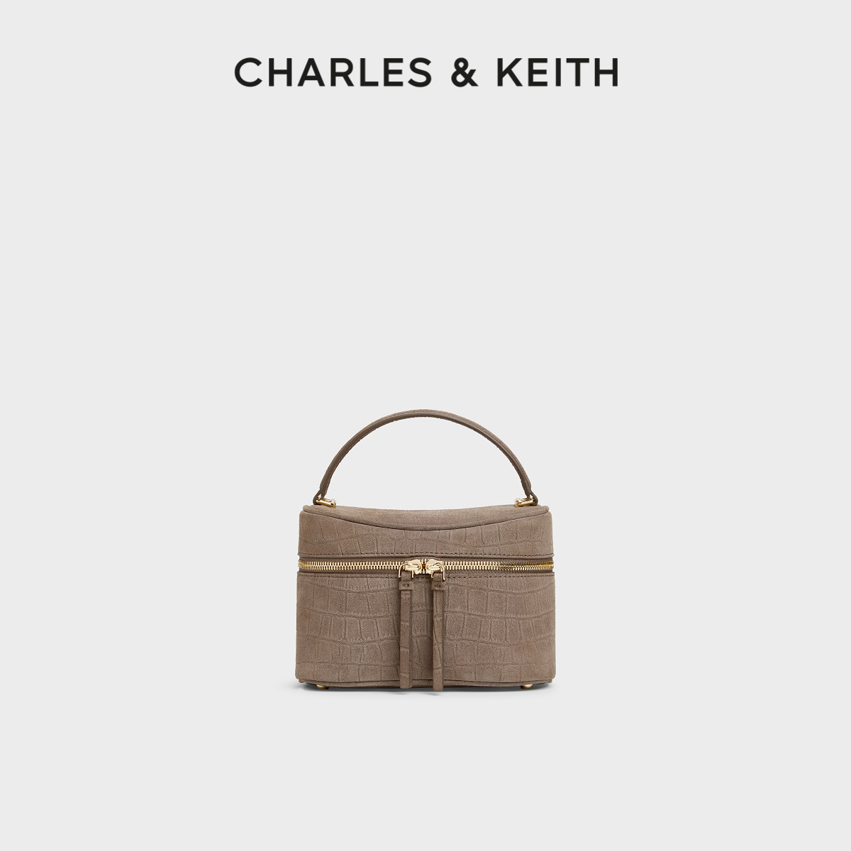 CHARLES&KEITH26秋CK2-80671906-1绒面鳄鱼纹斜挎包