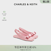 71720086蝴蝶结缎面平底方头凉鞋 CK1 女鞋 CHARLES&KEITH春季