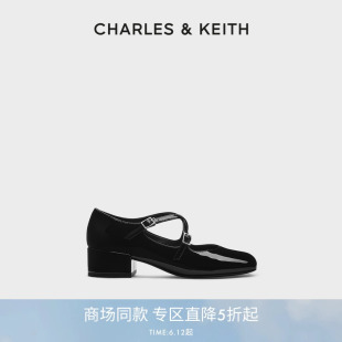 玛丽珍鞋 CHARLES&KEITH秋冬女鞋 粗跟芭蕾鞋 60361533法式 女 CK1