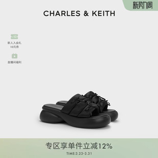 70920203缎面芭蕾风蝴蝶结厚底拖鞋 CK1 女鞋 CHARLES&KEITH春季