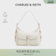 CHARLES&KEITH春季 40782622大容量油蜡皮hobo斜挎腋下包 女包CK2