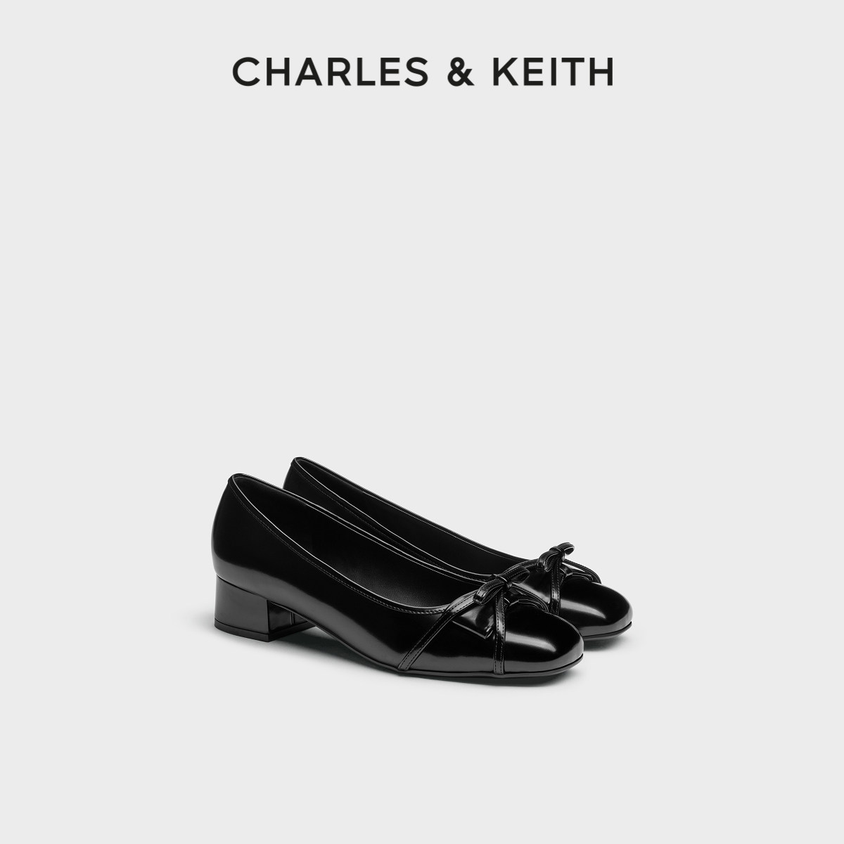 CHARLES&KEITH26冬新款CK1-60361660时尚低跟蝴蝶结芭蕾舞鞋单鞋