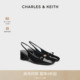 CHARLES&KEITH25秋新款 后空凉鞋 CK1 61720240圆头方跟蝴蝶结单鞋