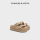 80580158厚底方扣勃肯拖鞋 CHARLES&KEITH秋冬女鞋 CK1 外穿一字拖