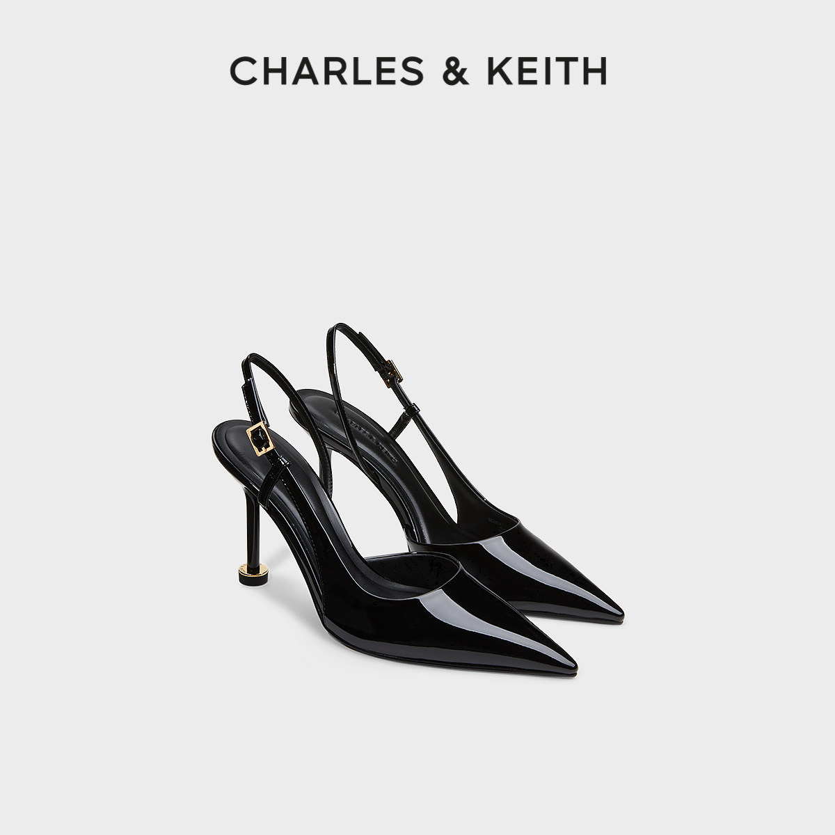 CHARLES&KEITH秋季女鞋CK1-60280477漆皮尖头斑马纹高跟凉鞋女图片