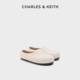 CHARLES&KEITH25冬新款 松弛勃肯鞋 CK1 70381165厚底编织穆勒拖鞋