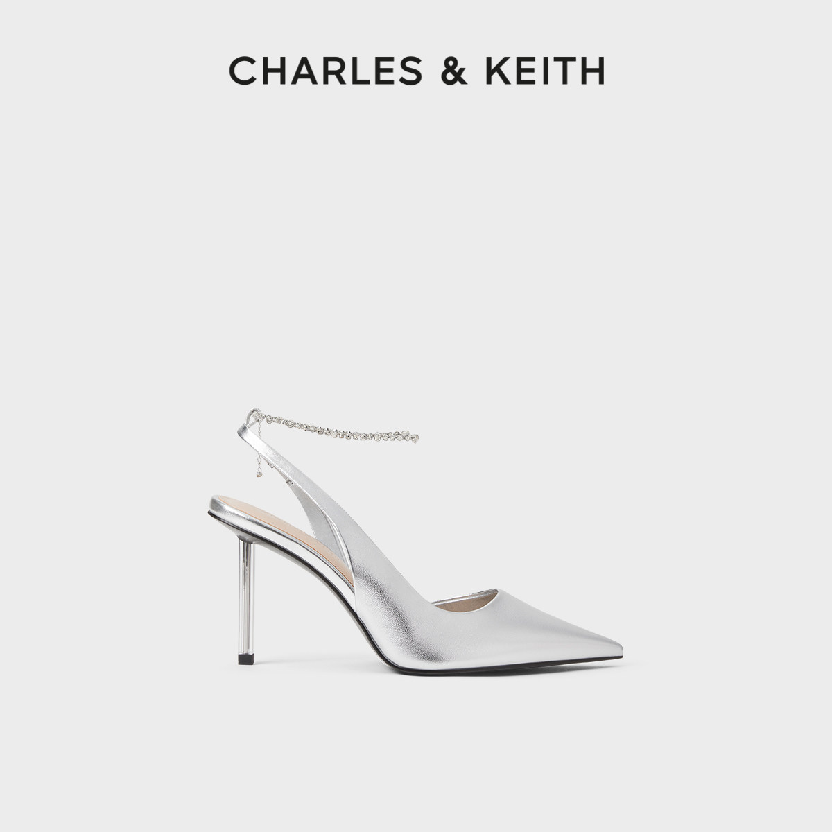 CHARLES&KEITH秋冬女鞋CK1-60280436亮钻链条腕带尖头高跟凉鞋女,女鞋,时装凉鞋,淘宝优惠券,粉丝福利购,淘宝优惠卷