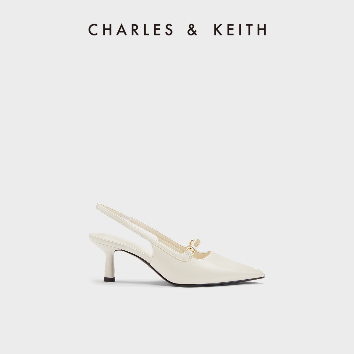 CHARLES&KEITH23夏季新款CK1-60920349尖头金属饰高跟凉鞋女