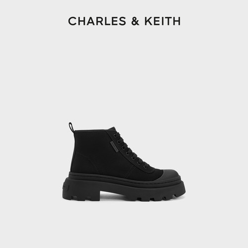 CHARLES&KEITH帆布系带马丁靴