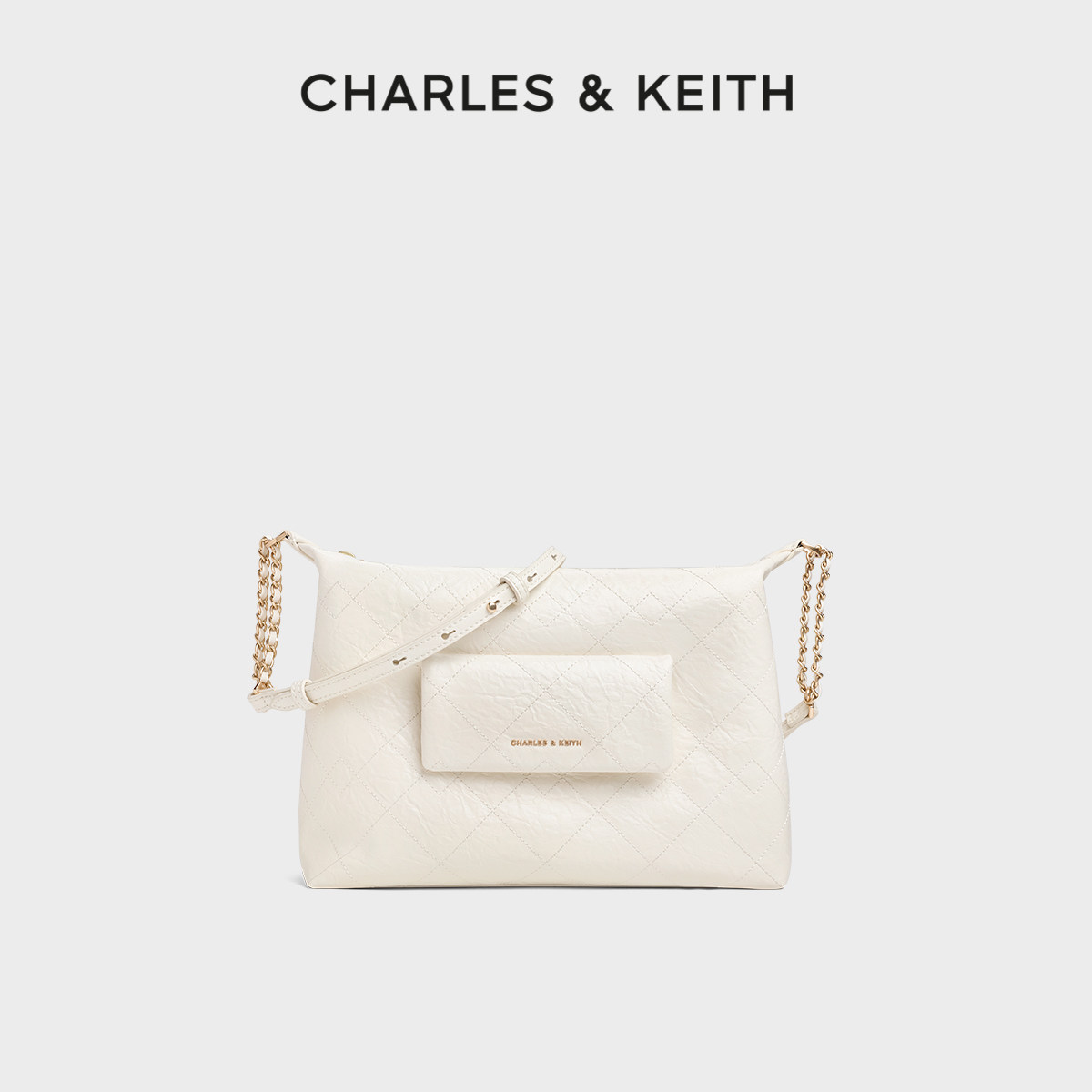 CHARLES&amp;KEITH26春新款CK2-40671847大容量通勤Hobo托特包斜挎包