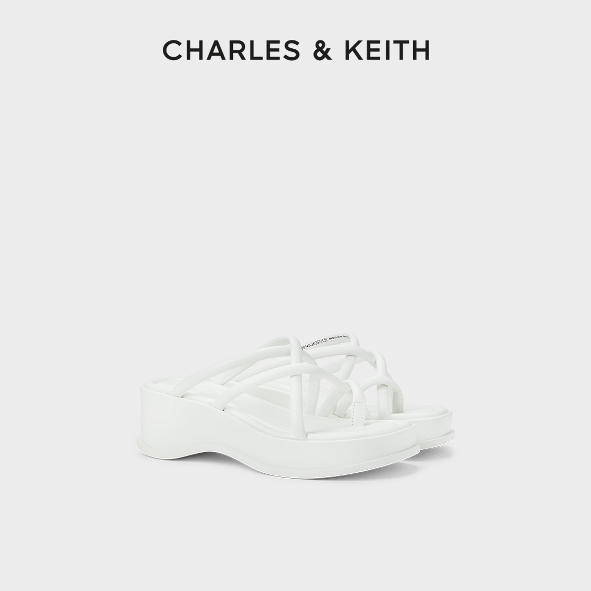 CHARLES&KEITH24春夏新款CK1-80580142厚底拖鞋交叉带凉鞋女外穿-封面