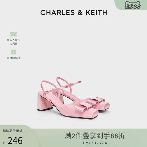 CHARLES&KEITH方头蝴蝶结凉鞋