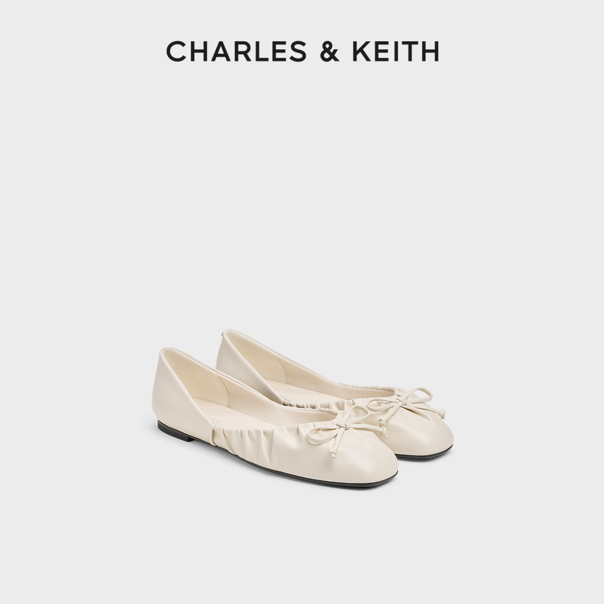 CHARLES&KEITH26春季新款CK1-70920216蝴蝶结褶皱平底芭蕾鞋单鞋,女鞋,时尚芭蕾鞋,淘宝优惠券,粉丝福利购,淘宝优惠卷