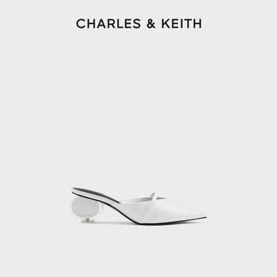 CHARLES&KEITH24春新款CK1-60280434法式尖头穆勒鞋异形跟拖鞋女