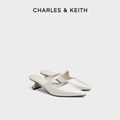 CHARLES&KEITH秋冬女鞋 女外穿 尖头粗跟穆勒拖鞋 CK1 61720118时尚