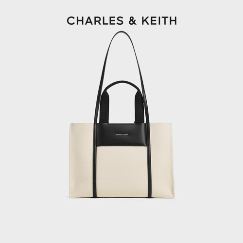 CHARLES&KEITH秋季女包CK2-30781775-1拼色大容量手提单肩托特包