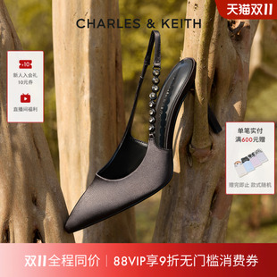 链条尖头细高跟凉鞋 CHARLES&KEITH夏季 60280377时尚 CK1 女鞋