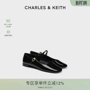 单鞋 CHARLES&KEITH春季 70381144圆头平底亮面玛丽珍鞋 CK1 女鞋