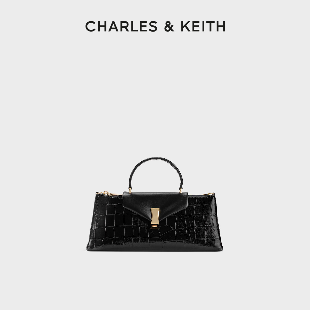 CHARLES＆KEITH26夏新款CK2-50271764-1简约鳄鱼纹手提斜挎小方包