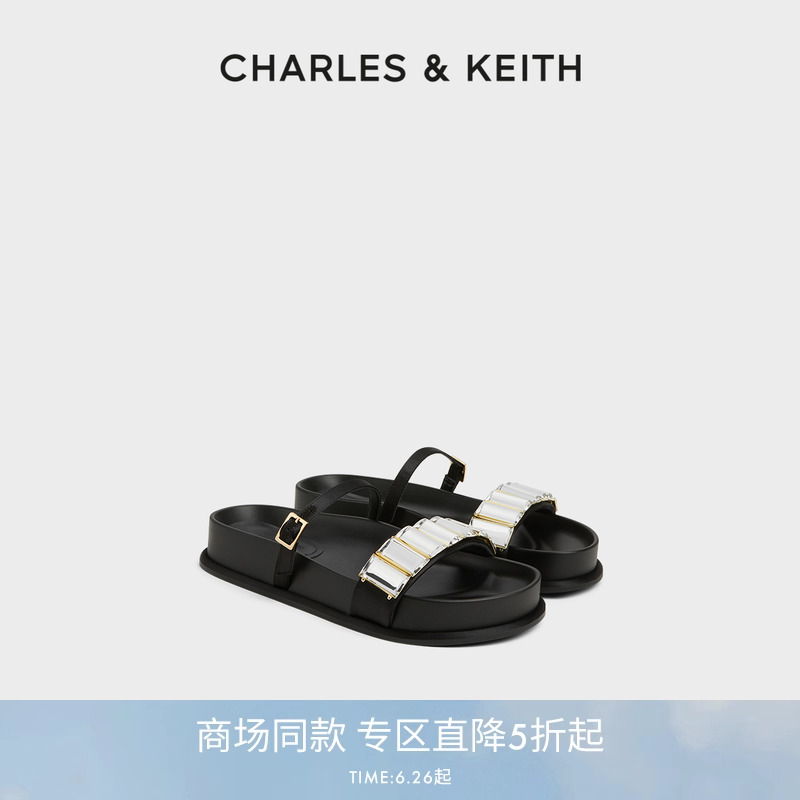 时尚闪钻 厚底凉鞋 可调节绊带
