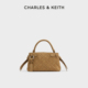 30701620 CHARLES&KEITH25秋新款 CK2 1仿麂皮编织手提凯莉包女包