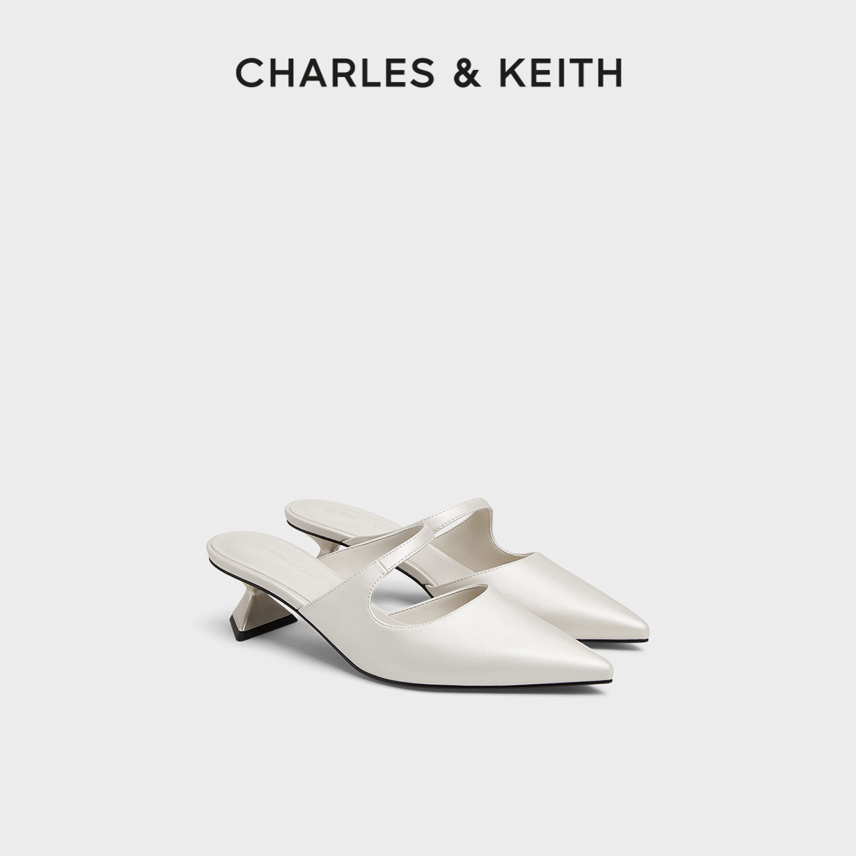 CHARLES&KEITH秋季女鞋CK1-61720118时尚尖头粗跟穆勒拖鞋女外穿图片