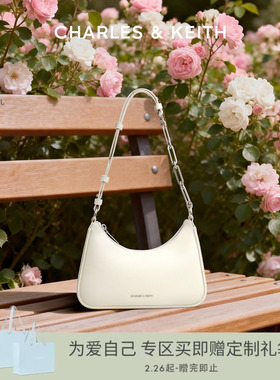 CHARLES&KEITH春季女包CK2-20271604拉链简约通勤轻便链条腋下包