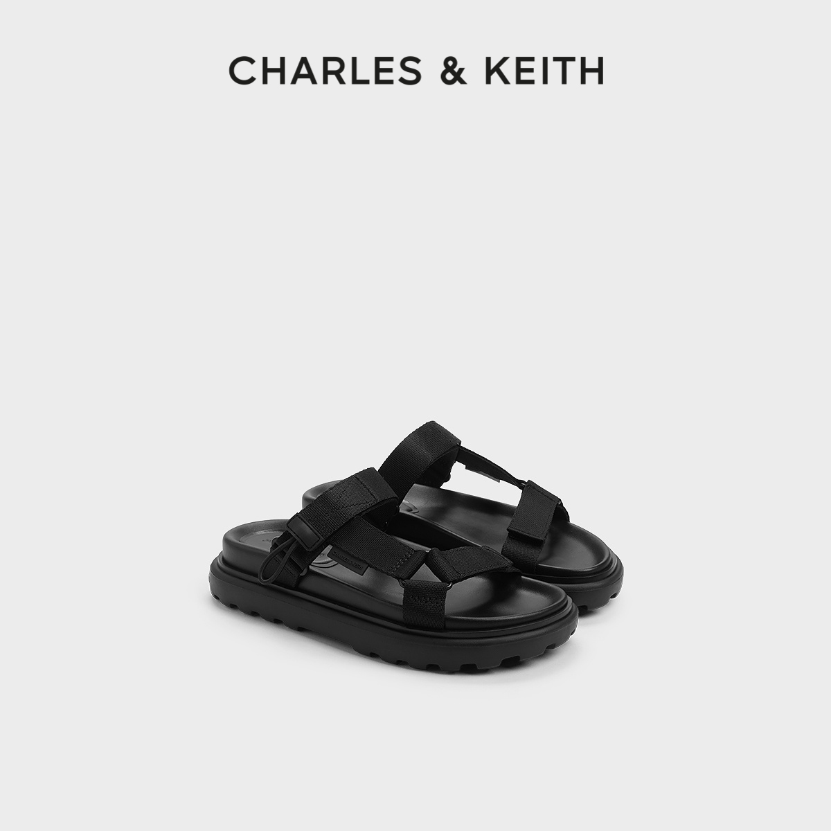 CHARLES&KEITH魔术贴休闲凉拖鞋